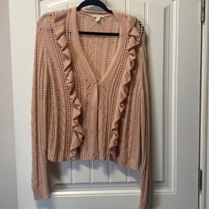 Cato Peach Ruffled Sweater
